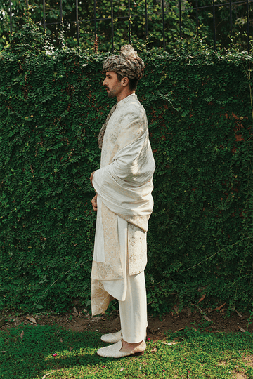 IVORY WHITE EMBROIDERED SHERWANI